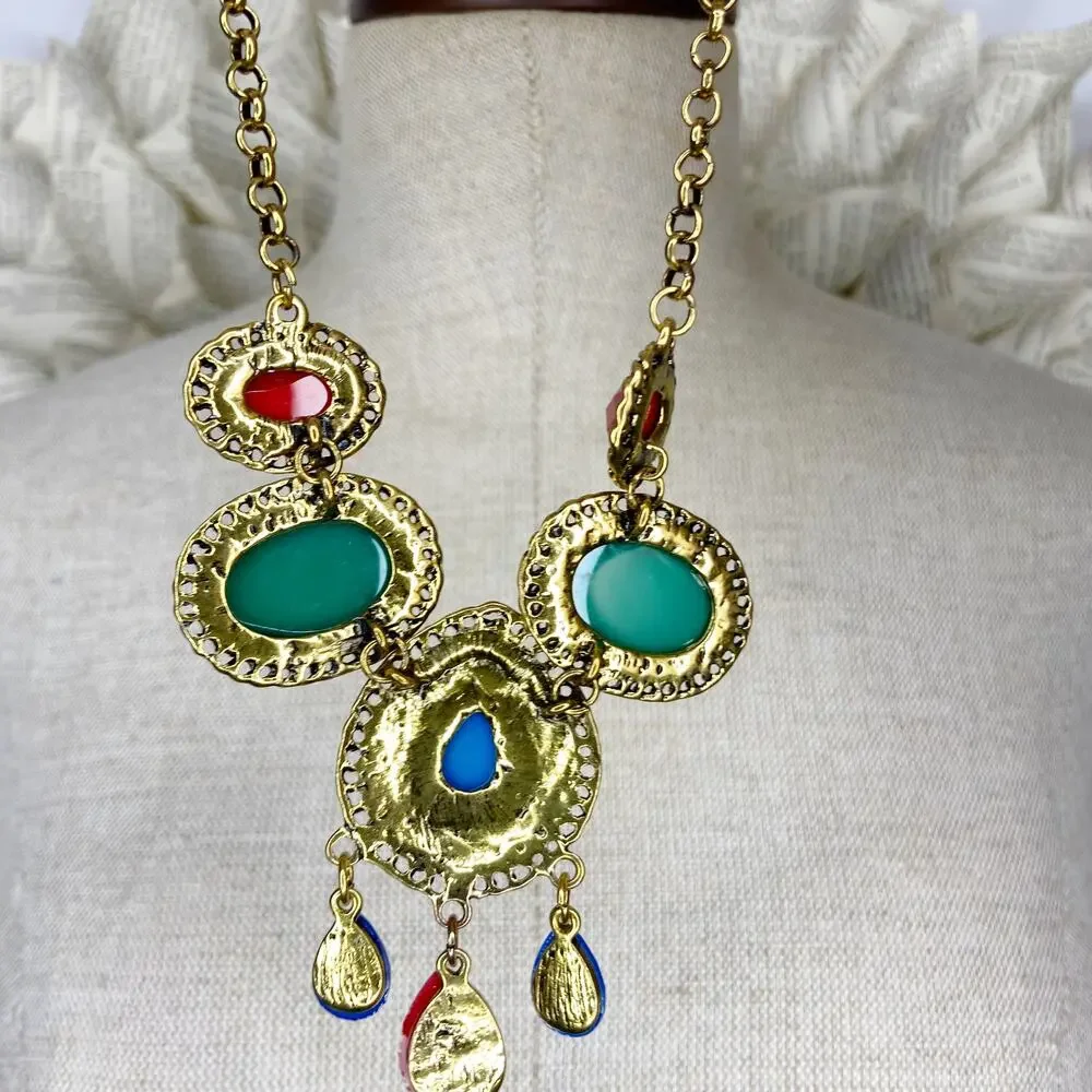 Multi Color Goldtone Statement Necklace